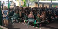 Image of scientists on parade at Emerald State School.