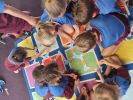 Goondiwindi trip: Dirranbandi State School students work on an activity with Professor Rachel Allavena.